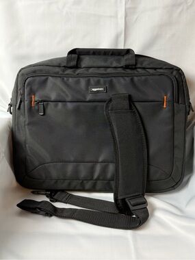 AmazonBasics Black Laptop Briefcase with Orange Stitch Accents